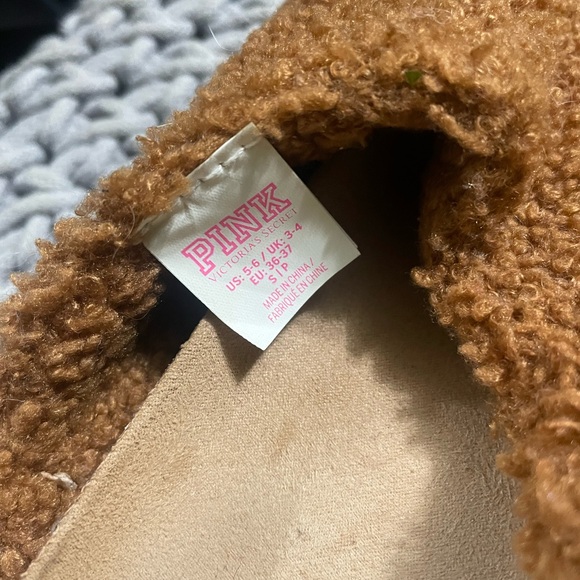 PINK Victoria's Secret Brown Fuzzy Mules - Picture 3 of 5